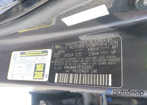 2015 Kia Optima Lx z USA, uszkodzony, nr VIN KNAGM4A71F5626817